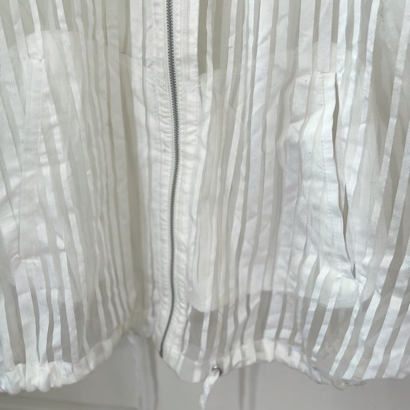 Zara Basic Women White Sheer Striped Jacket - Picture 5 of 11